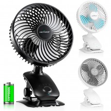 Keynice 6 inch Desk and Clip  Auto Oscillating Fan, 5000mAh Rechargeable Battery Operated, 3 Speeds and Intermittent Wind Setting, KN-618