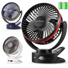 Keynice Battery Operated USB Fan with Hanging Hook, Night Light, 4 Speeds, 360° Rotation Clip Fan, KN-871