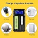 Keynice Speedy Universal Battery Charger, LCD Display 2 Slots Intelligent Battery Charger, USB Smart Charger for Rechargeable Battery Li-ion/IMR/Ni-MH/Ni-Cd AA AAA C 26650 21700 20700 18650 18500